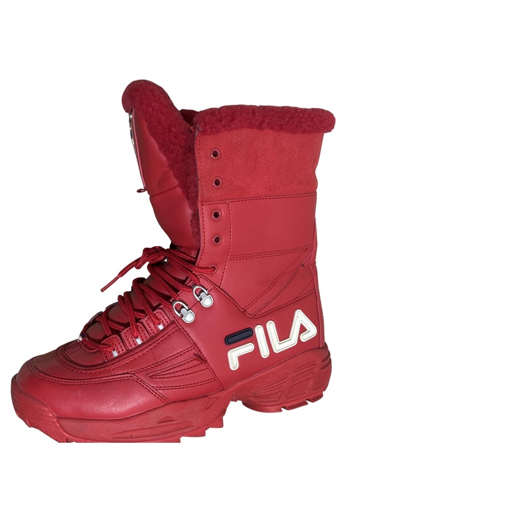 Fila Snow Boots Womens Size 9.5 Red Faux Fur Lined Winter 5HM00560-616